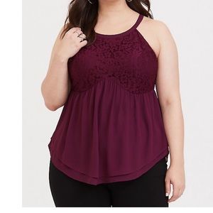 Torrid Mock Neck Lace Chiffon Peplum